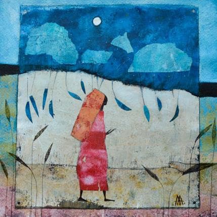 Painting Andando en la noche by Arias Parera Almudena | Painting Figurative Acrylic Life style