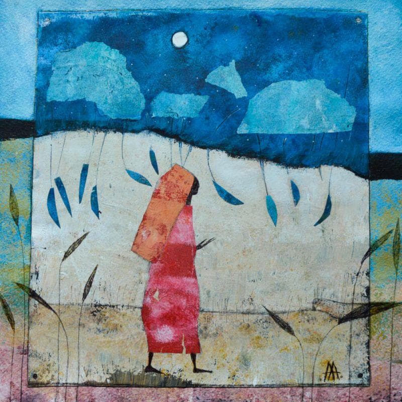 Painting Andando en la noche by Arias Parera Almudena | Painting Figurative Life style Acrylic