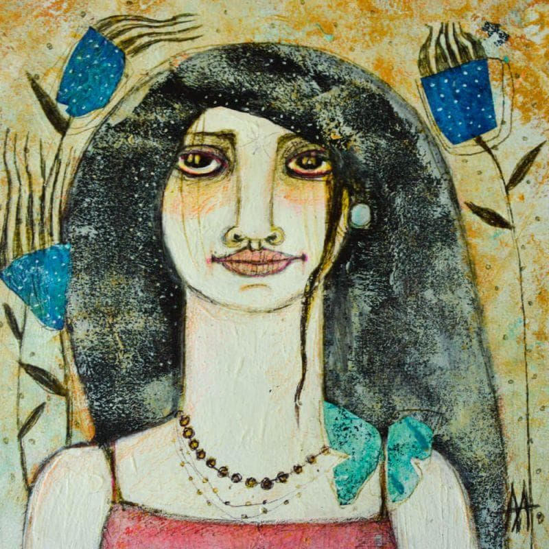 Gemälde Penelope von Arias Parera Almudena | Gemälde Figurativ Porträt Acryl