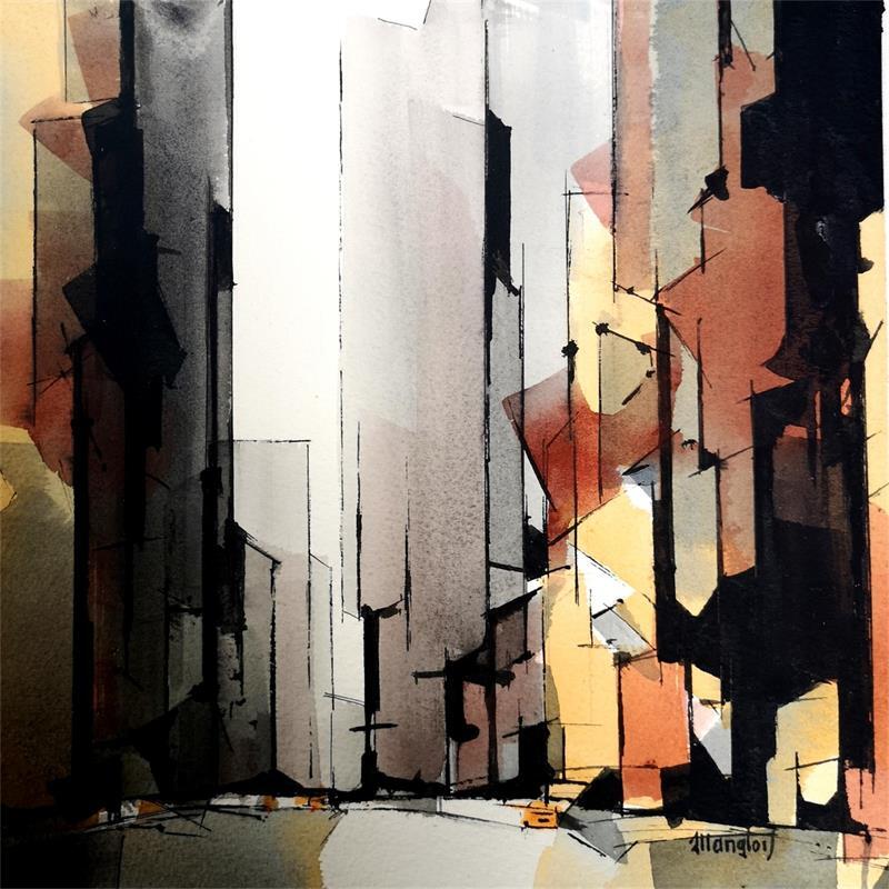 Painting NEW-YORK 3 by Langlois Jean-Luc | Painting Figurative Urban Watercolor