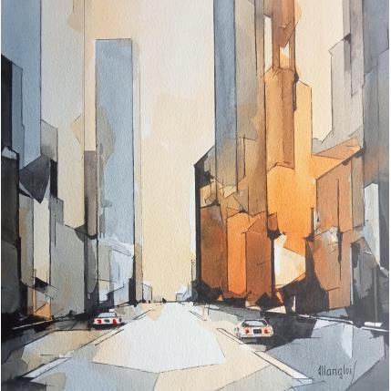 Painting NEW-YORK 2 by Langlois Jean-Luc | Painting Figurative Watercolor Urban