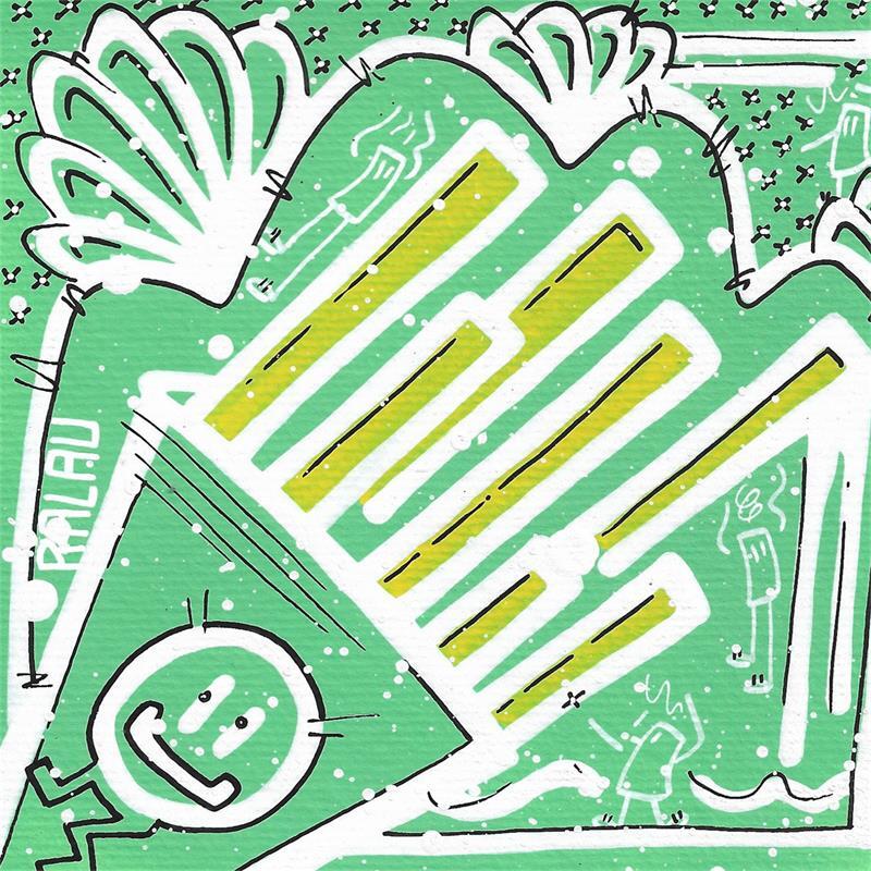 Gemälde T'as la frite ! von Ralau | Gemälde Pop-Art Alltagsszenen Acryl