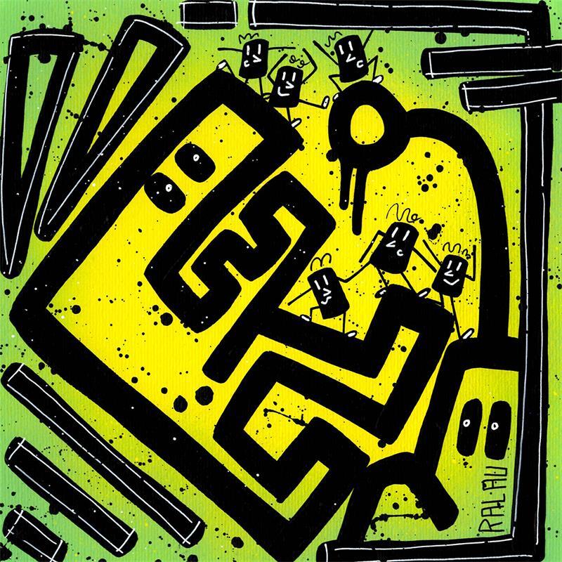 Peinture Bite me but not to much par Ralau | Tableau Pop-art Paysages Scènes de vie Acrylique