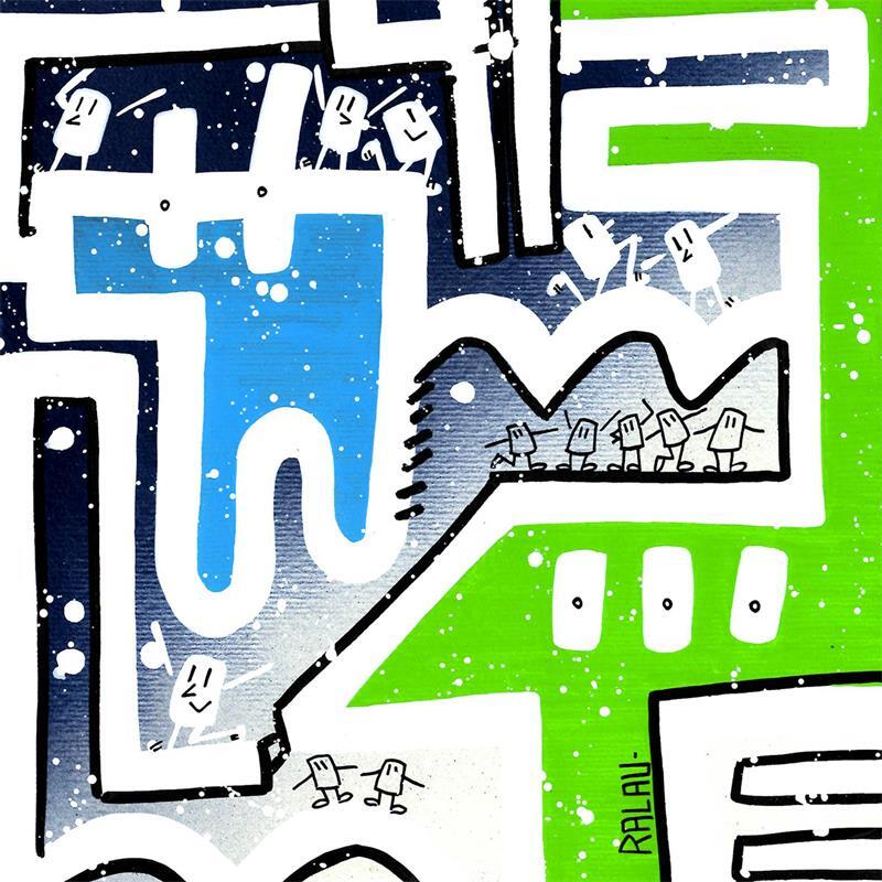 Painting Cohabitation by Ralau | Painting Pop-art Landscapes Life style Acrylic