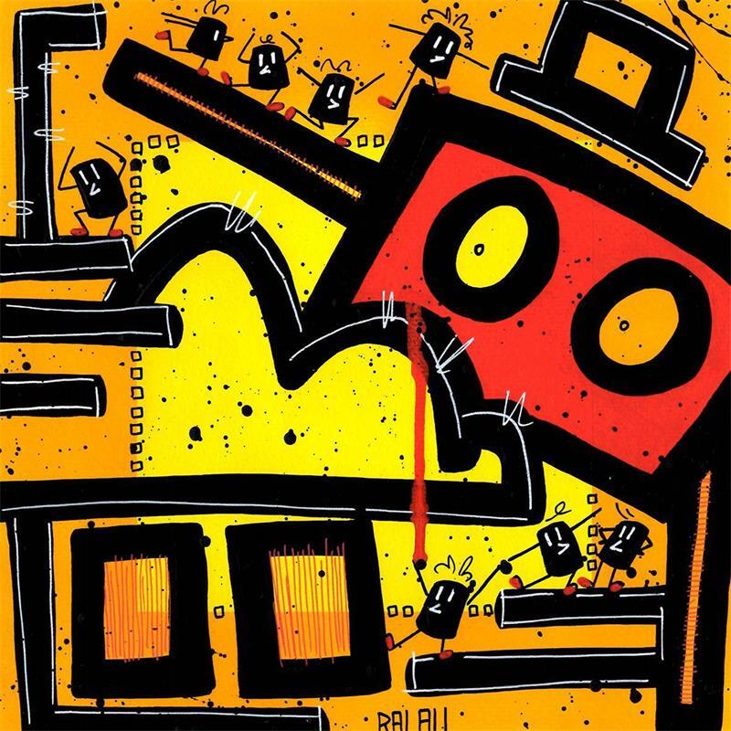 Painting I'm not a robot 2 by Ralau | Painting Pop-art Life style Acrylic