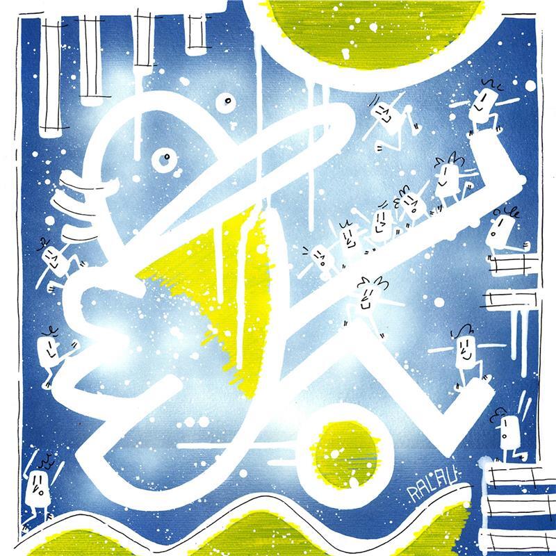 Painting Ducky duck 2 by Ralau | Painting Pop-art Landscapes Life style Animals Acrylic