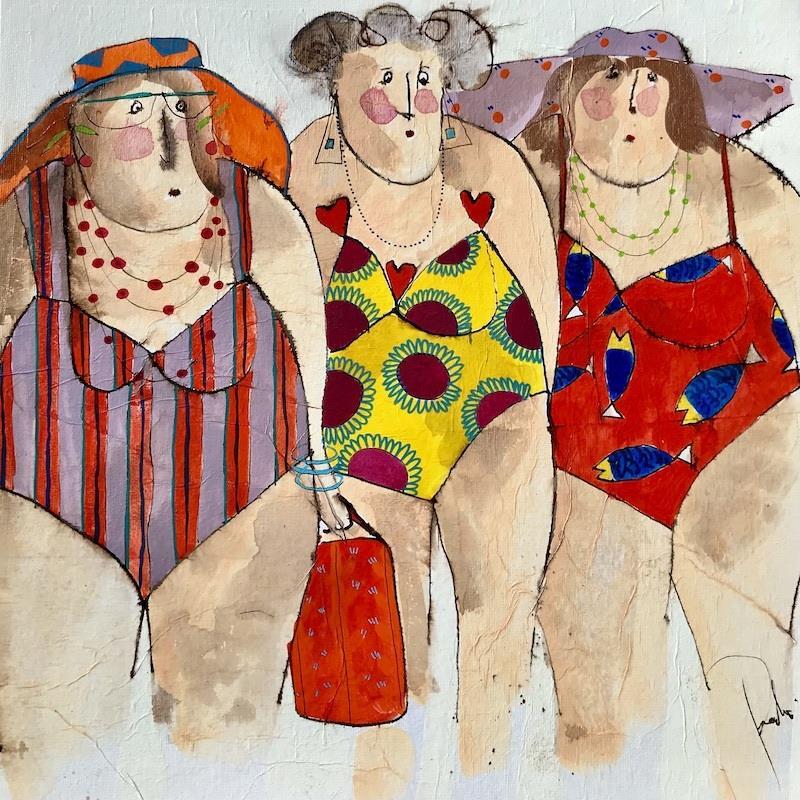 Peinture Anais Suzette Armelle par Colombo Cécile | Tableau Art naïf Portraits Scènes de vie Acrylique Pastel