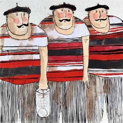 Pintura Joueurs de boules por Colombo Cécile | Pintura Arte naïf Acrílico, Pastel Life style, Retrato