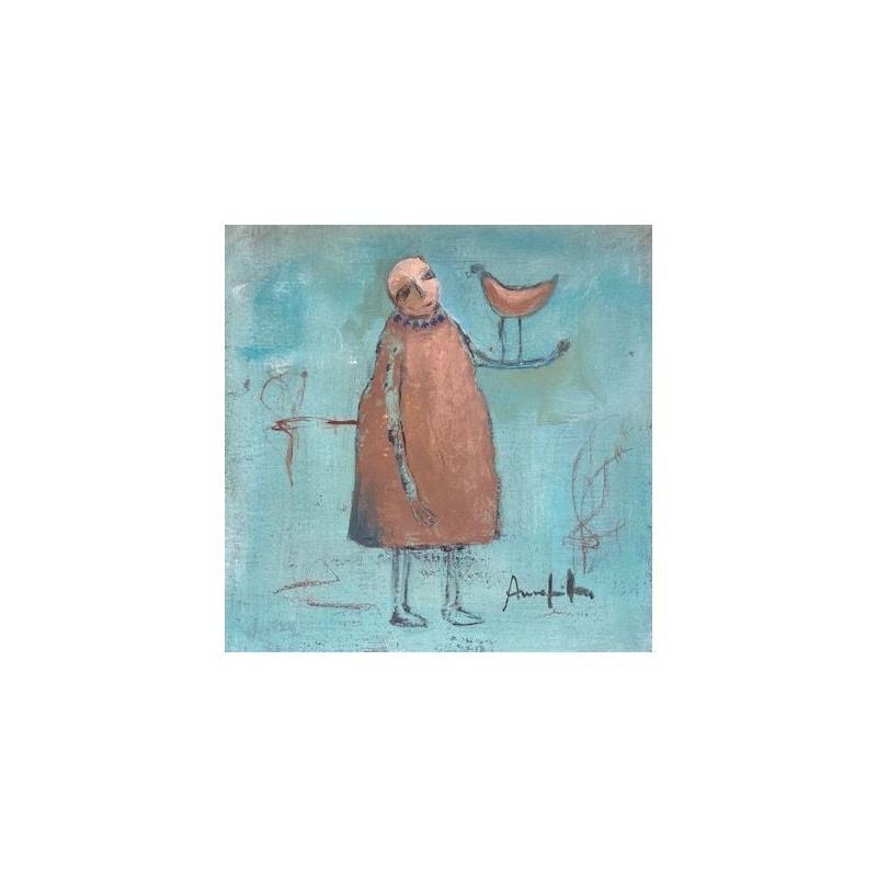 Gemälde L'oiseau von Guillon Anne | Gemälde Figurativ Alltagsszenen