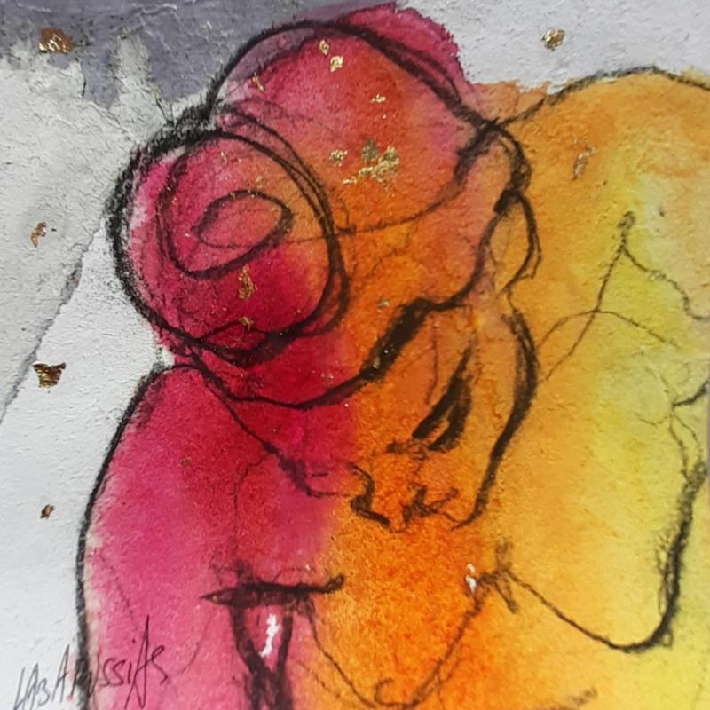 Painting Portrait en rose 8 by Labarussias | Painting Figurative Portrait Nude Gluing