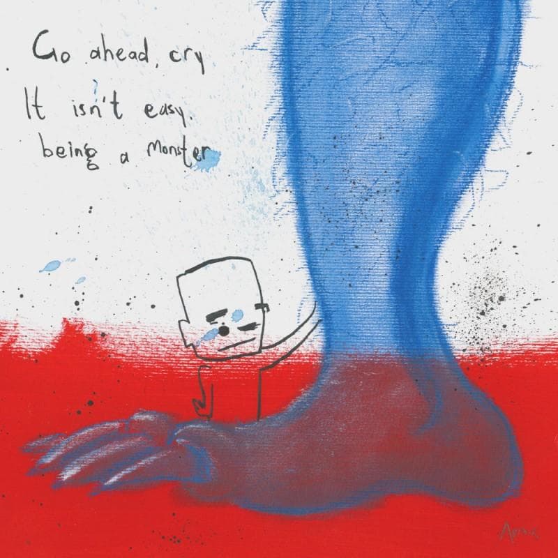 Pintura Go ahead, cry por Arens Jan hein | Pintura Arte bruto Life style Acrílico