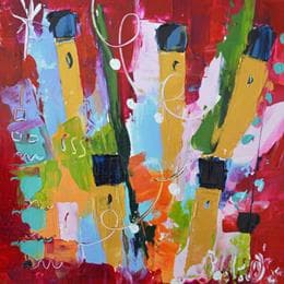 Peinture Feu d'artifice par Bastide d´Izard Armelle | Tableau Abstrait Huile Paysages