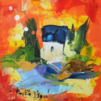 Peinture Mas de Montmeyran par Bastide d´Izard Armelle | Tableau Abstrait Huile Paysages