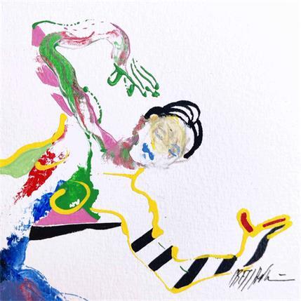 Peinture Le fil jaune par Cressanne | Tableau