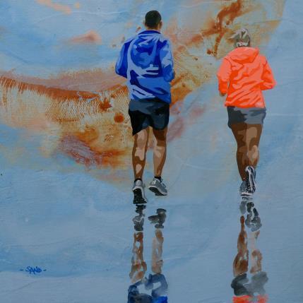 Peinture Fluo du matin par Sand | Tableau Figuratif Acrylique Marine, Scènes de vie