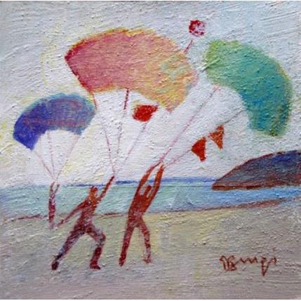 Peinture AN30 Fête du vent par Burgi Roger | Tableau Figuratif Scènes de vie