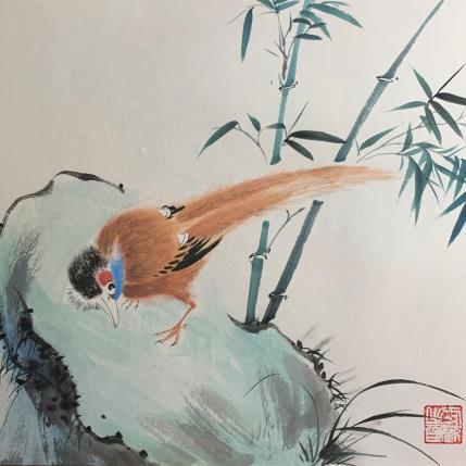 Gemälde Bird 2 von Yu Huan Huan | Gemälde Figurativ Aquarell, Tinte Stillleben, Tiere