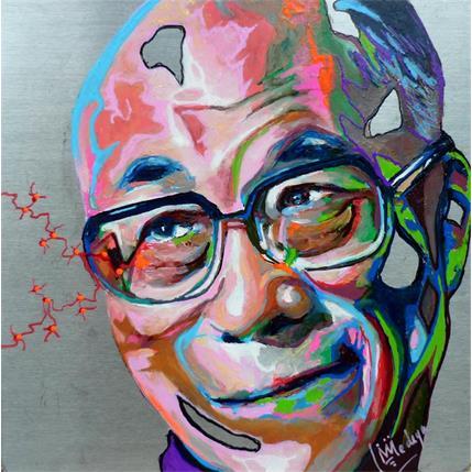 Painting Dalai Lama by Medeya Lemdiya | Painting Pop-art Metal Portrait