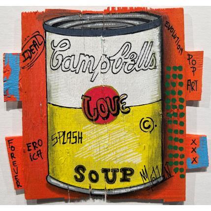 Peinture Campbell's Love par Molla Nathalie  | Tableau Pop-art Bois Icones Pop