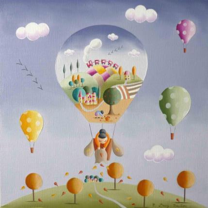 Painting Madame Automne by Davy Bouttier Elisabeth | Painting Naive art Oil Landscapes