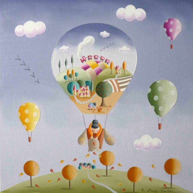 Painting Madame Automne by Davy Bouttier Elisabeth | Painting Naive art Landscapes Oil