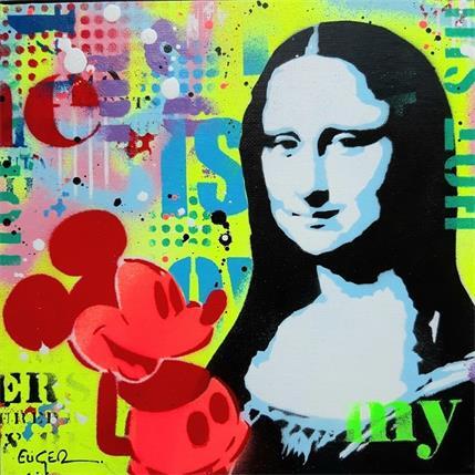 Painting MICKEY LOVES MONA LISA by Euger Philippe | Painting Pop-art Acrylic, Cardboard, Gluing, Graffiti Pop icons