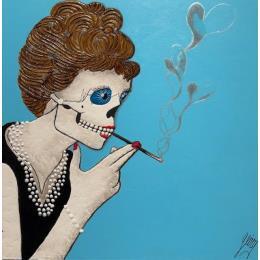 Peinture AUDREY par Geiry | Tableau Art Singulier Bois Icones Pop