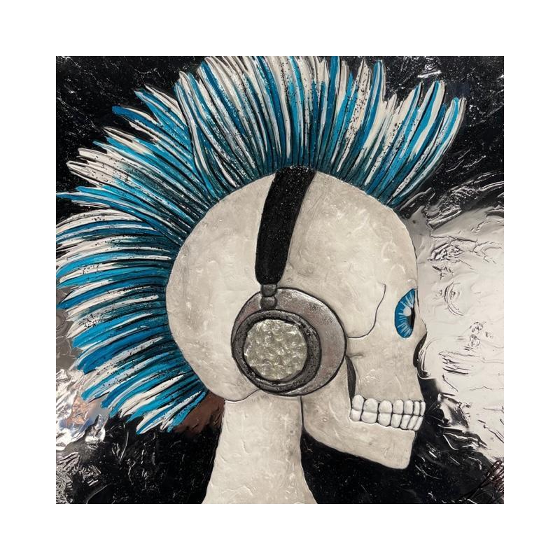 Peinture PUNK par Geiry | Tableau Art Singulier Matiérisme Portraits Bois