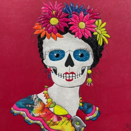 Painting FRIDA TOUT EN COULEURS by Geiry | Painting Subject matter Wood Portrait