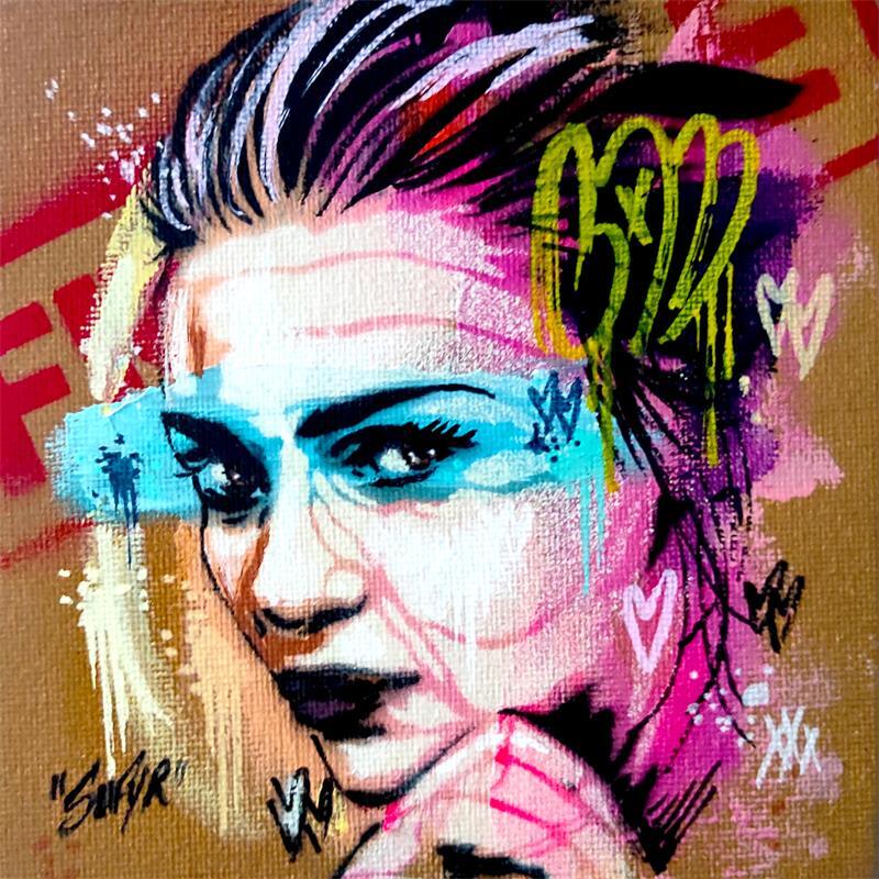 Peinture Regard de Sylva par Sufyr | Tableau Street Art Portraits Graffiti Acrylique