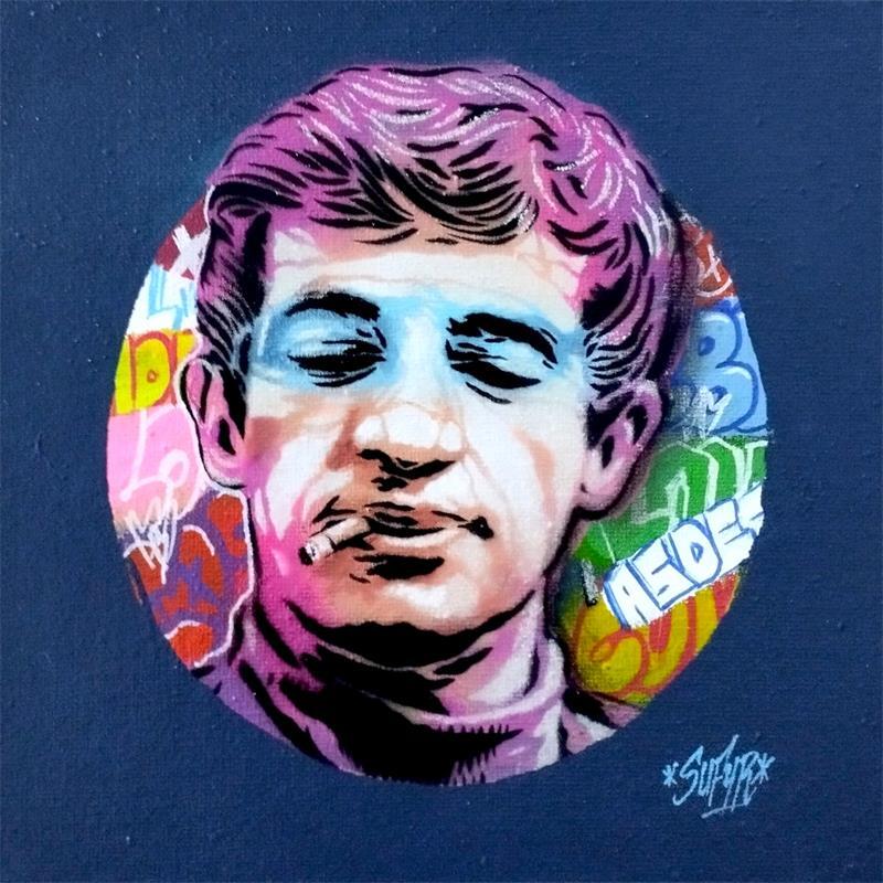 Gemälde Belmondo von Sufyr | Gemälde Street art Porträt Graffiti Acryl