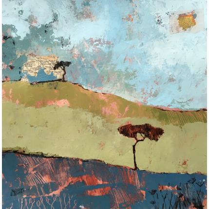 Painting Horizon aux deux arbres  by Bertre Flandrin Marie-Liesse | Painting Figurative Acrylic Landscapes