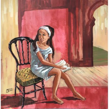 Gemälde La petite chaise noire  von Bertre Flandrin Marie-Liesse | Gemälde Figurativ Acryl Alltagsszenen, Porträt