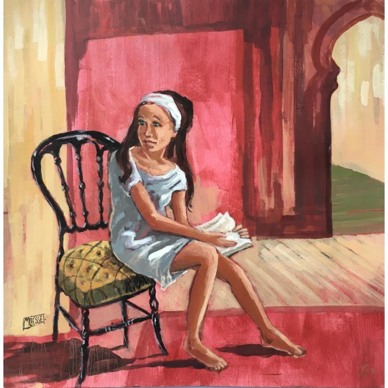 Painting La petite chaise noire  by Bertre Flandrin Marie-Liesse | Painting Figurative Portrait Life style Acrylic