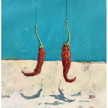 Painting Piments en duo  by Bertre Flandrin Marie-Liesse | Painting Figurative Acrylic Still-life