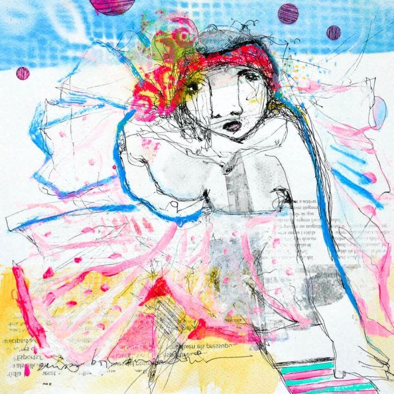 Peinture Saltimbanqui par Boix Bernardini Empar | Tableau Art Singulier Scènes de vie Acrylique