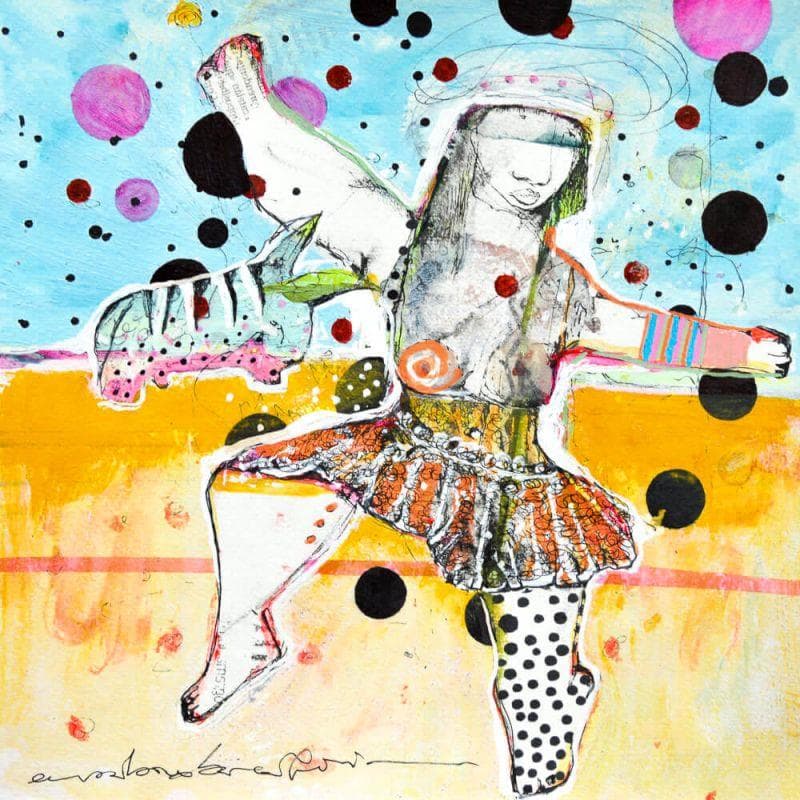 Peinture Raining with you par Boix Bernardini Empar | Tableau Art Singulier Scènes de vie Acrylique