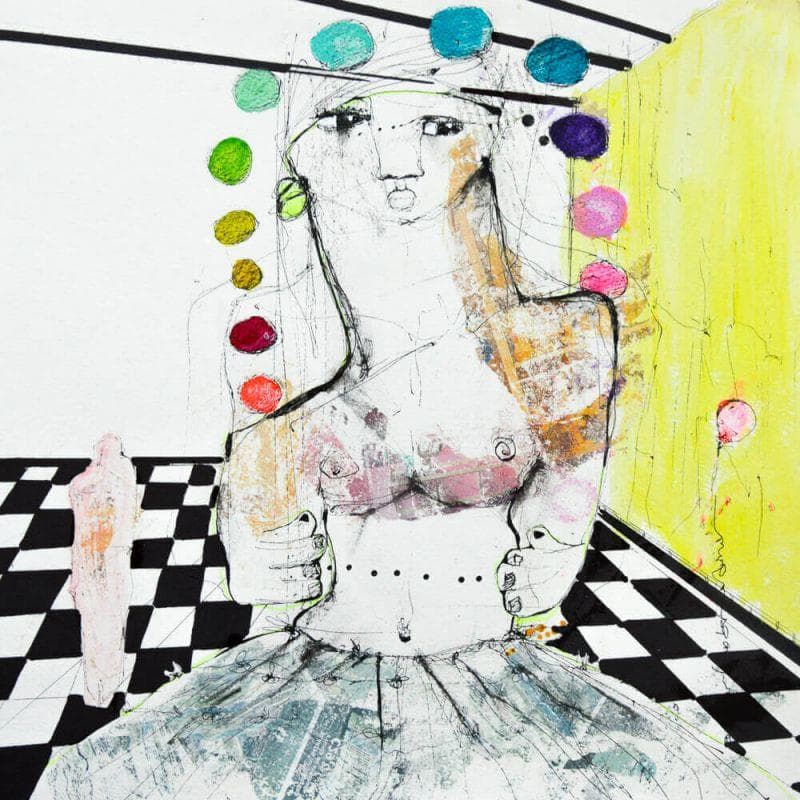 Painting Listen to your heart by Boix Bernardini Empar | Painting Raw art Life style Acrylic