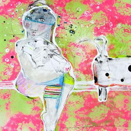 Gemälde Mama pega un abric von Boix Bernardini Empar | Gemälde Art brut Acryl Alltagsszenen