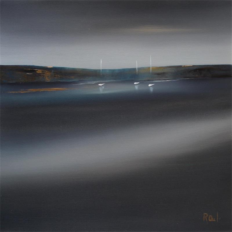 Painting Douceur nocturne 42 by Roussel Marie-Ange et Fanny | Painting Figurative Marine Oil