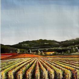 Painting Les vignes d'automne en Bourgogne by Touras Sophie-Kim  | Painting Figurative Landscapes, Life style, Urban