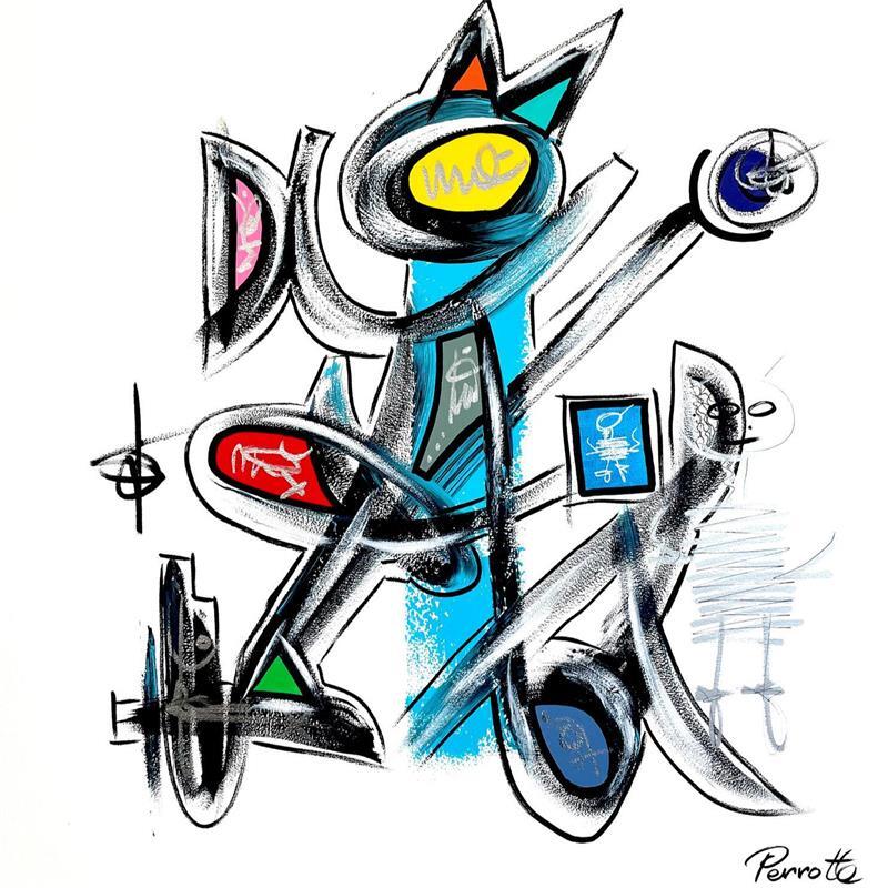 Peinture YOP par Perrotte | Tableau Abstrait Animaux Minimaliste Acrylique