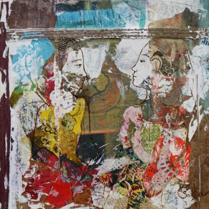 Painting Fierté de tulle by Sablyne | Painting Raw art Acrylic Portrait