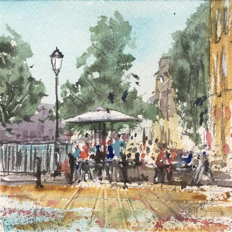 Peinture Troyes n°110 Quai des Comtes de Champagne par Hoffmann Elisabeth | Tableau Figuratif Paysages Urbain Aquarelle