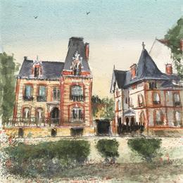 Peinture Troyes n°127 Boulevard Gambetta par Hoffmann Elisabeth | Tableau Figuratif Aquarelle Paysages, Urbain