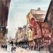 Painting Troyes 138 Rue de la Cité by Hoffmann Elisabeth | Painting Figurative Urban Watercolor