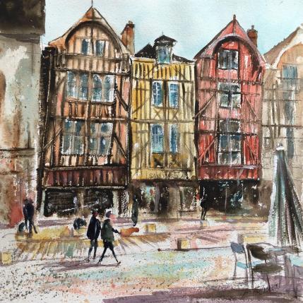 Peinture Troyes 132 Rue Emile Zola par Hoffmann Elisabeth | Tableau Figuratif Aquarelle Urbain