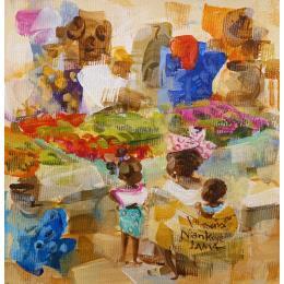 Painting Marché Africain 3 by Lama Niankoye | Painting
