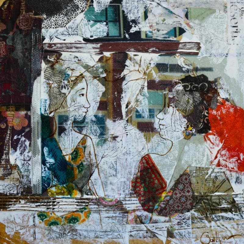 Peinture Que voit son cœur par Sablyne | Tableau Art Singulier Portraits Acrylique