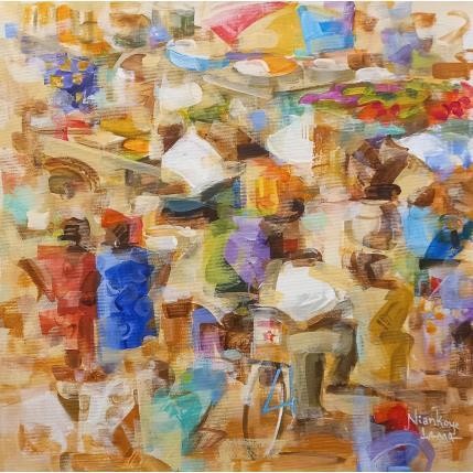 Peinture Marché Africain par Lama Niankoye | Tableau Abstrait Acrylique Scènes de vie